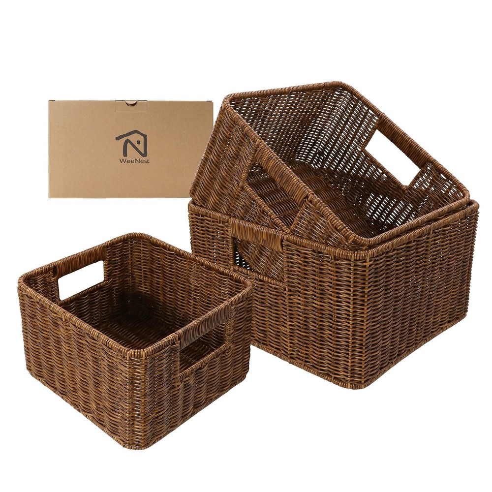 Baskets with Handles, Wicker Storage, Shelf Boxes for Organizing, Decorative ...
