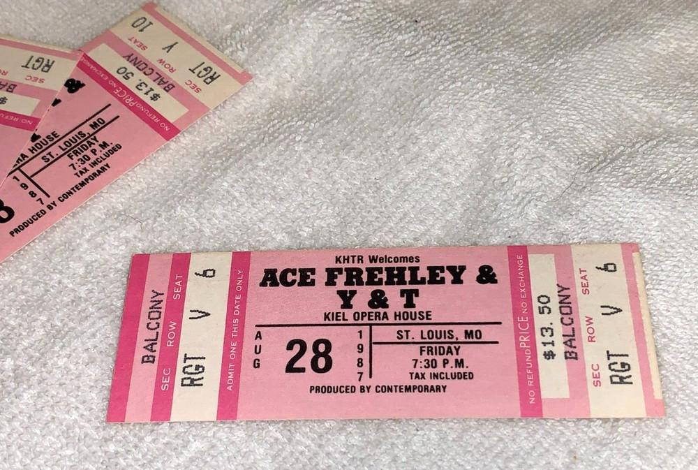 ACE FREHLEY UNUSED 1987 CONCERT TICKETS KISS KIEL OPERA HOUSE ST LOUIS USA Y & T