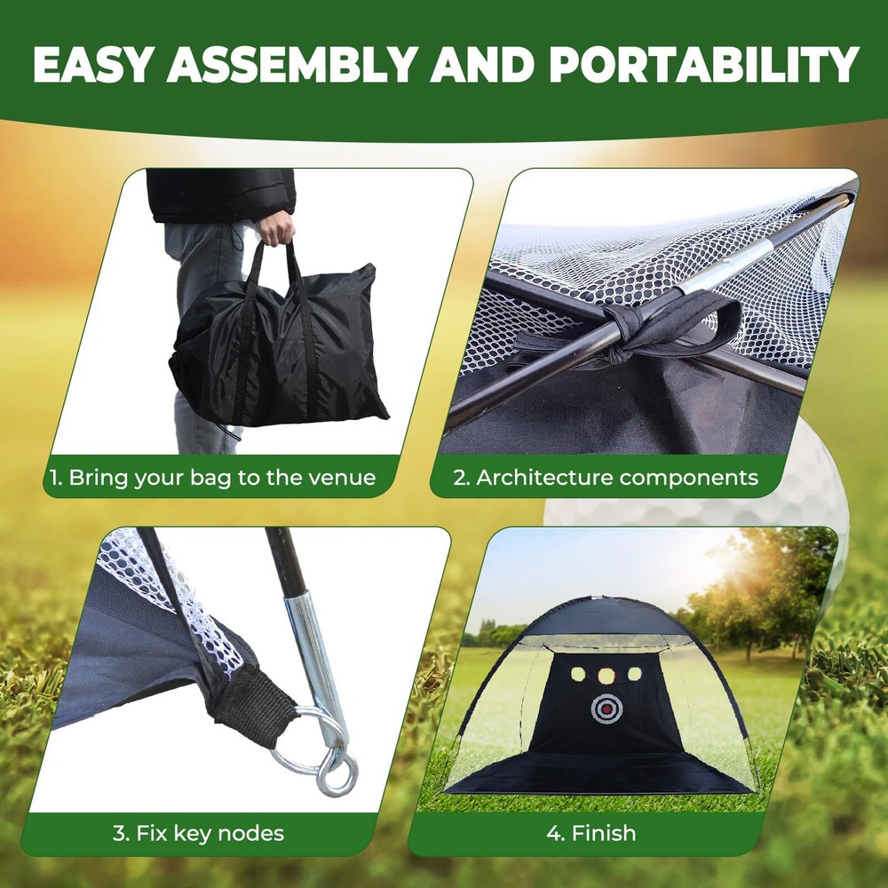 Golf Net 10x7ft Golf Practice Net and Mat for Backyard Home Training
