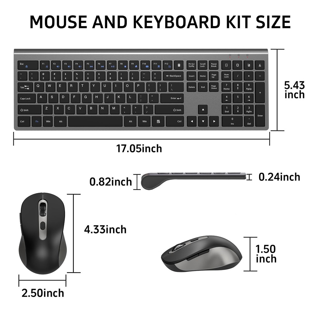Wireless Mouse and Keyboard Combo, Full-Size Computer Keyboard with Calculato...