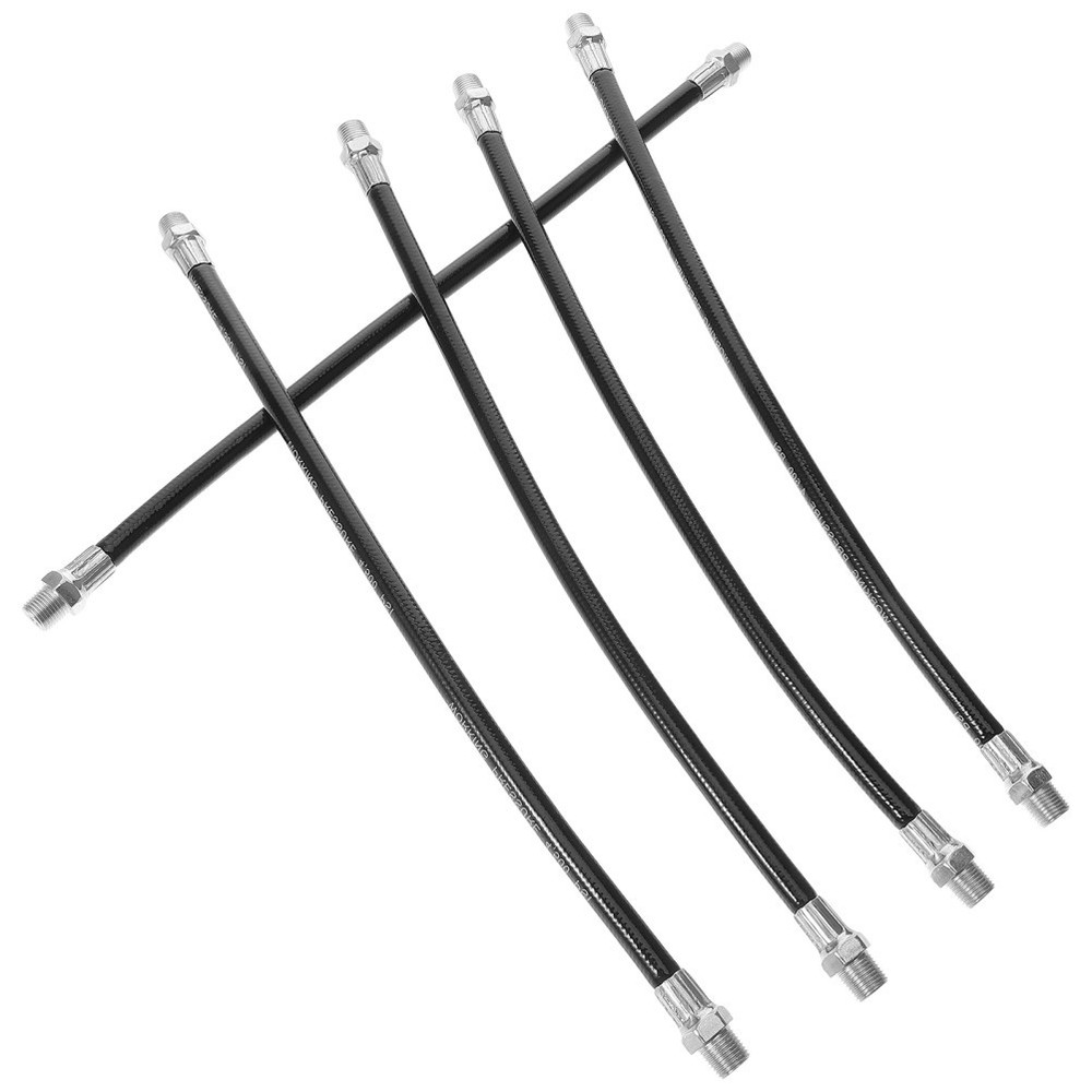 5 Pcs Flex Extension Hoses Quick Release Grease Coupler Double Handle Nozzle