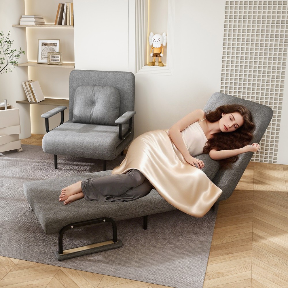 Folding Sofa Bed 5-in-1, Adjustable 5-Position Sleeper with Pillow, Space-Saving