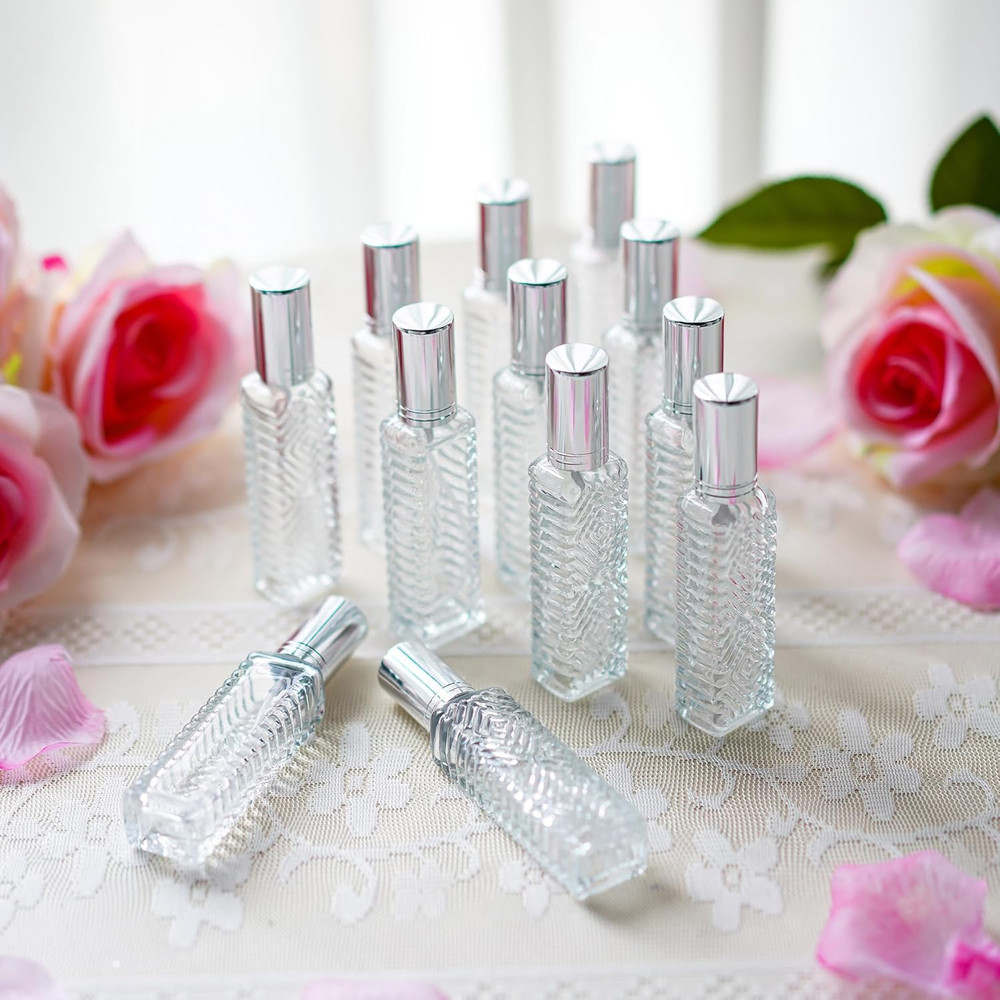 12Pcs Perfume Bottles Empty Clear Glass Atomizer Spray Bottles Empty Refillable