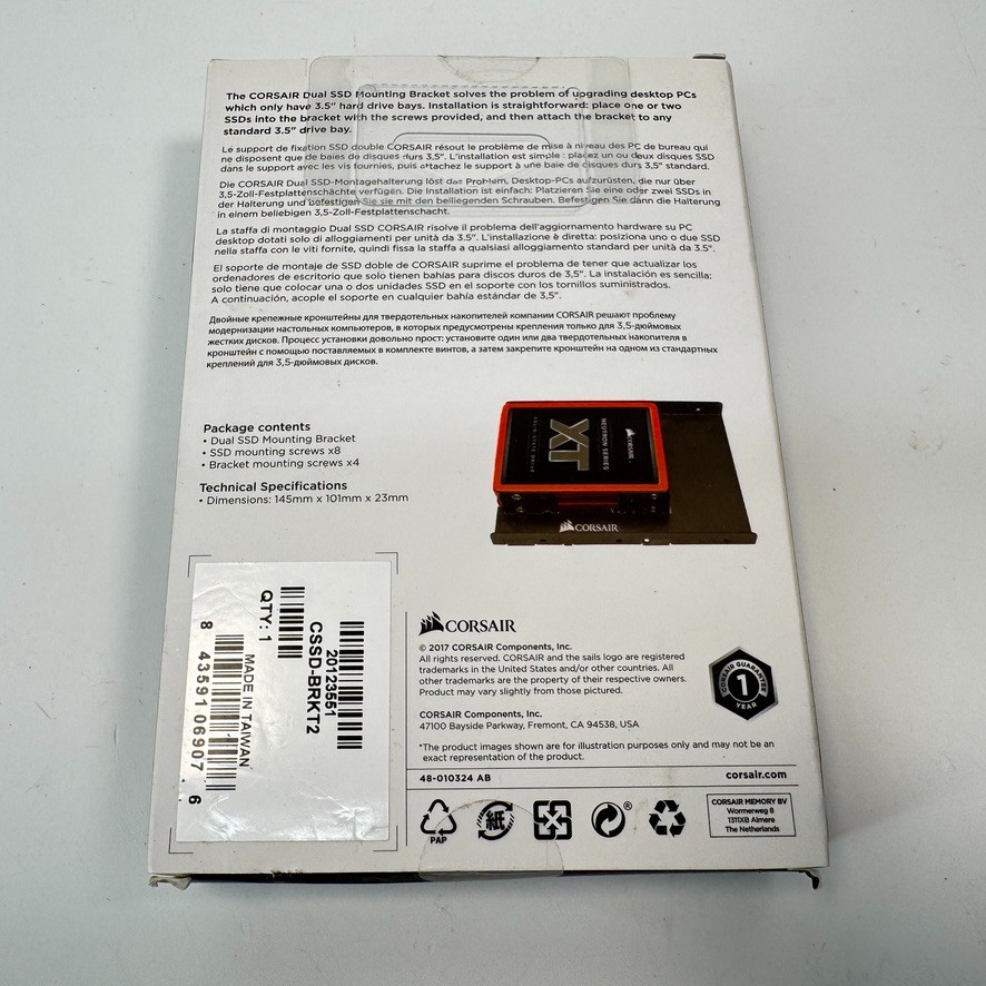 Corsair Dual SSD Solid State Mounting Bracket 3.5" CSSD-BRKT2 Black