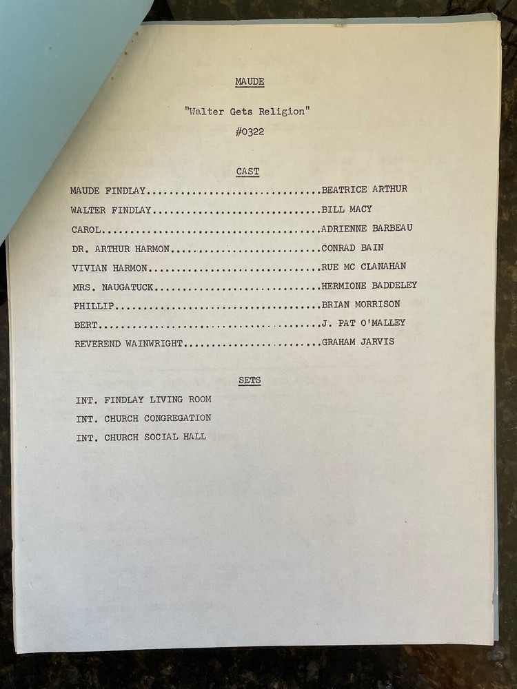 Maude TV Script - "Walter Gets Religion" -Original First Draft