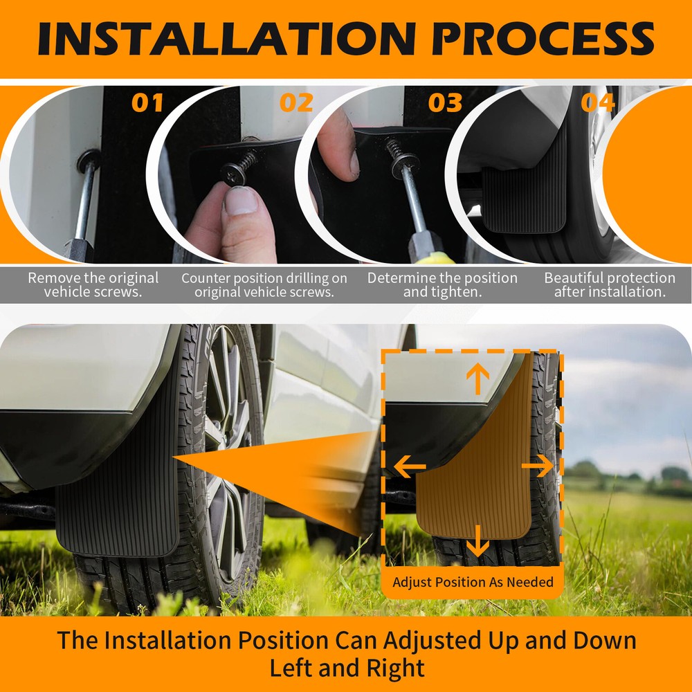 4Pcs For Chevy Express Van Rubber Mud Flaps Splash Guards Mudguard Splashguards