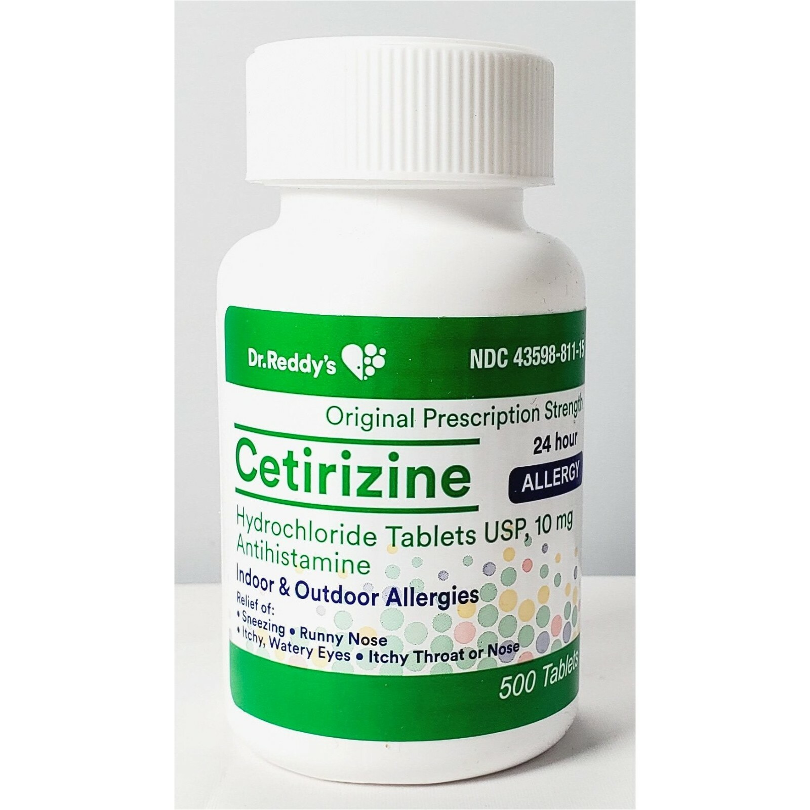 Dr Reddys Cetirizine Hydrochloride Antihistamine 10mg Tablets 500ct -Exp 08-2026