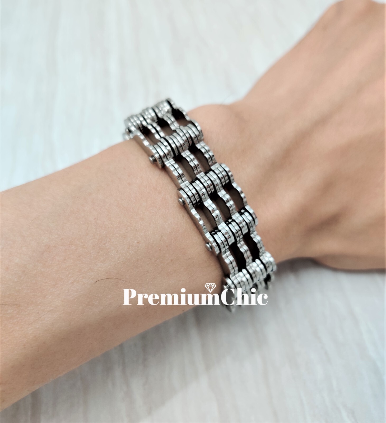 SOLID Stainless Steel Motorcycle Bike Chain Design Bracelet Men's Jewelry 16MM