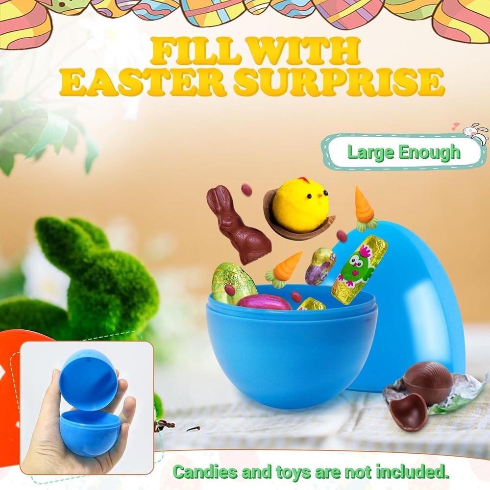 ROSAUI 3.5” Fillable Easter Eggs, 36Pcs Empty Plastic Eggs - Holiday Surprises