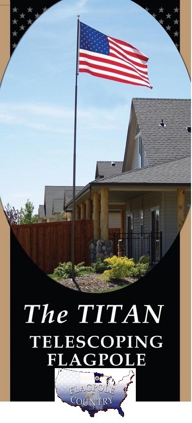 25'  Dark Bronze/Black "Titan" Telescoping Flagpole with 4' x 6' U.S. Flag