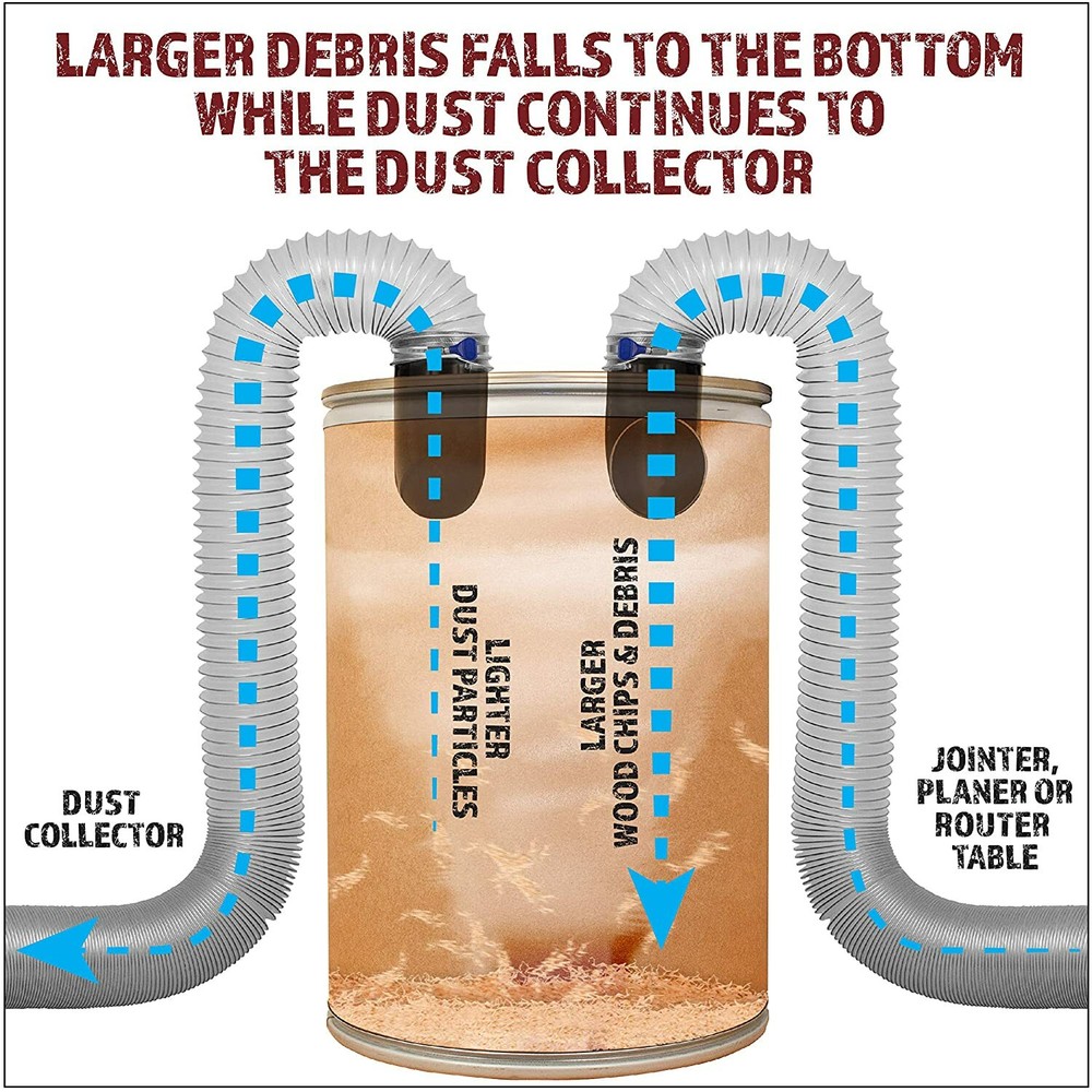 4" Cyclone Dust Separator Collector Kit Barrel Drum Trash Can Workshop Extractor