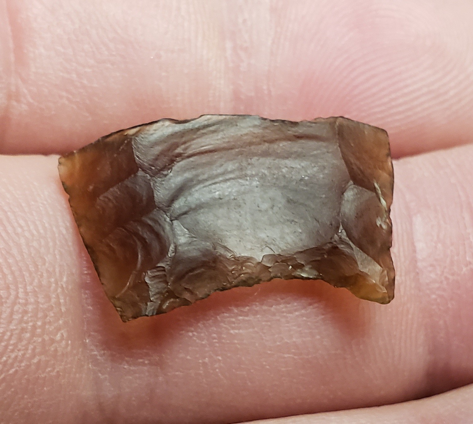 9/16" x 15/16" Knife River Flint Folsom Arrowhead Base- Mountrail County, ND