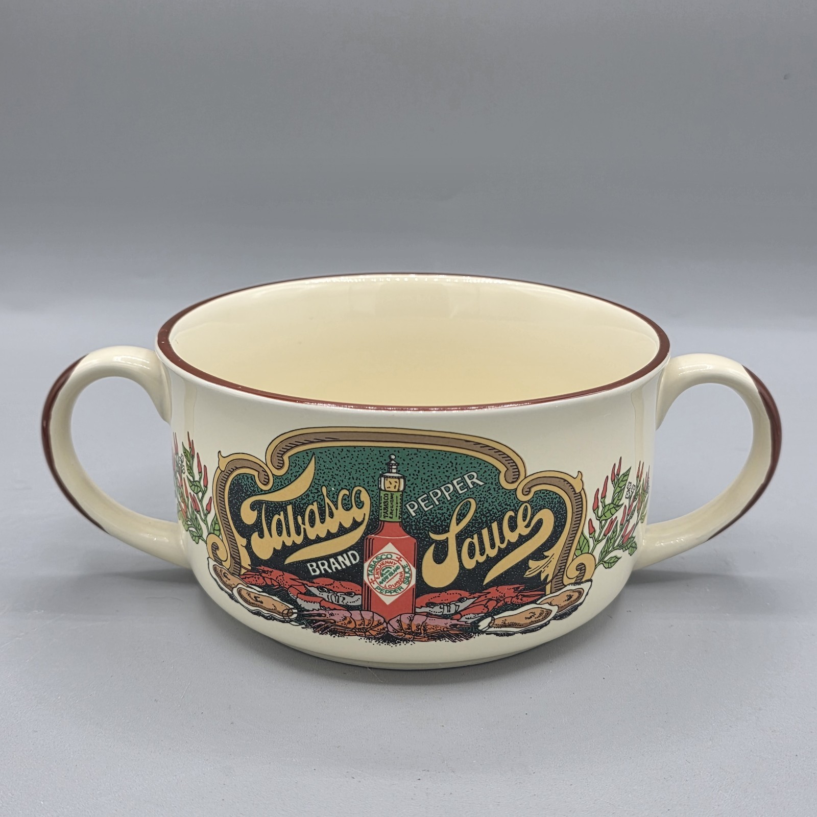 Tabasco Stoneware Pepper Sauce McIlhenny Soup Seafood Gumbo Bowls 16 oz Set of 4