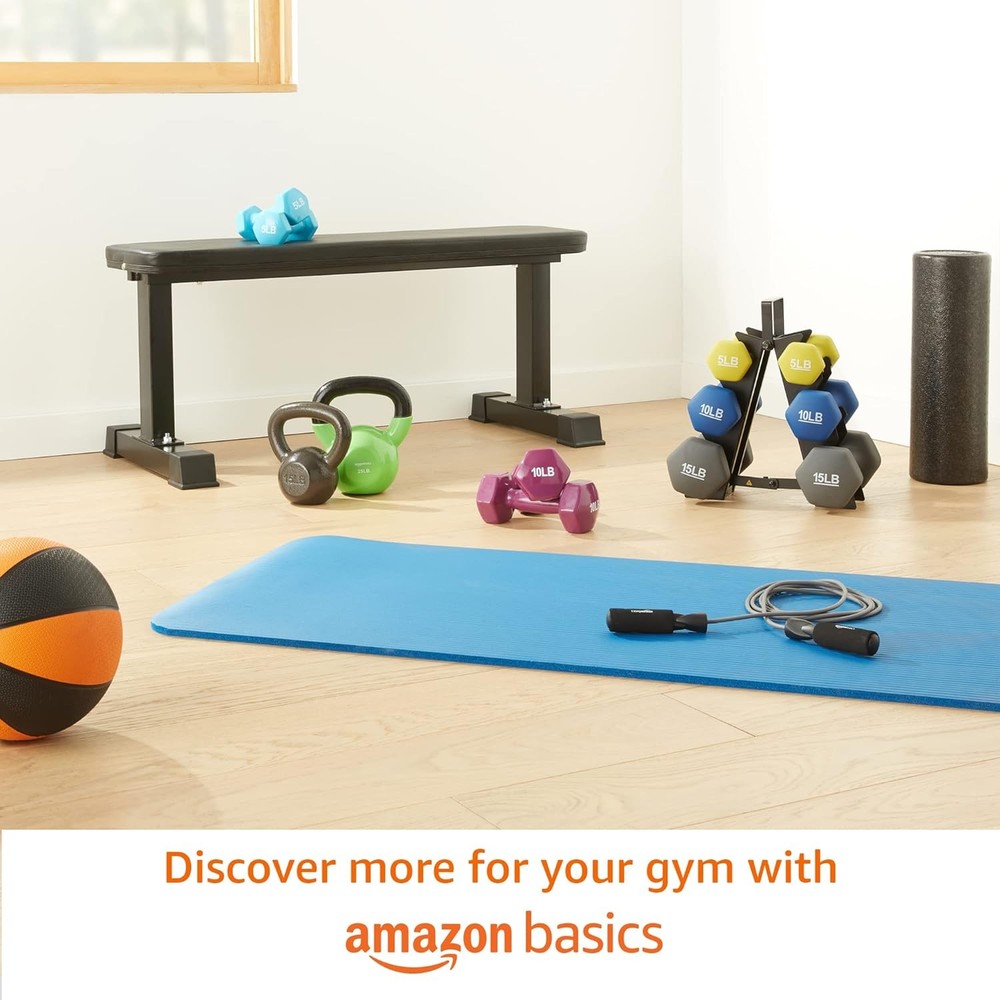 Amazon Basics Vinyl Coated Dumbbell Hand Weights 5 pound, Light Blue