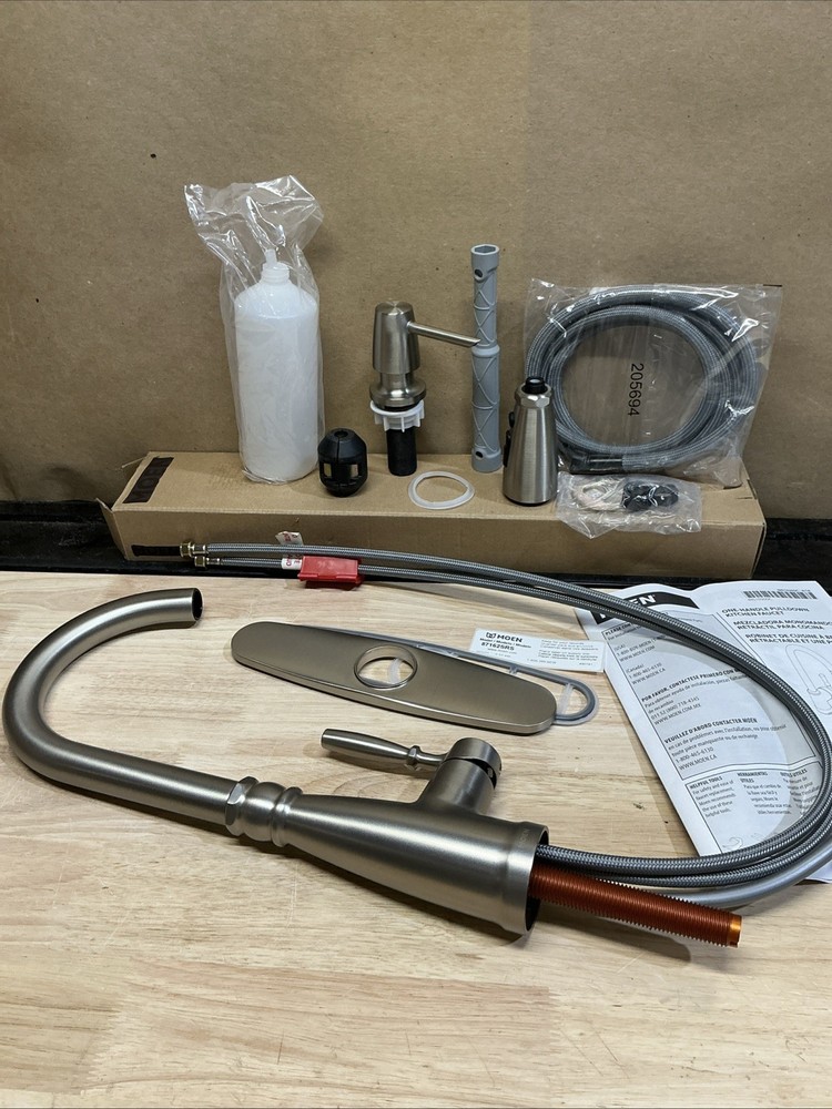 Scratch! MOEN Boman Single Handle Pull-Down Sprayer Kitchen Faucet w/ Soap