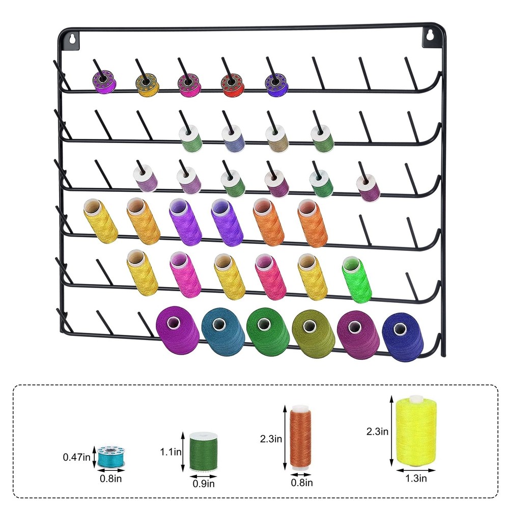 4 pack thread holder wall mount，54 spools sewing thread organizer，