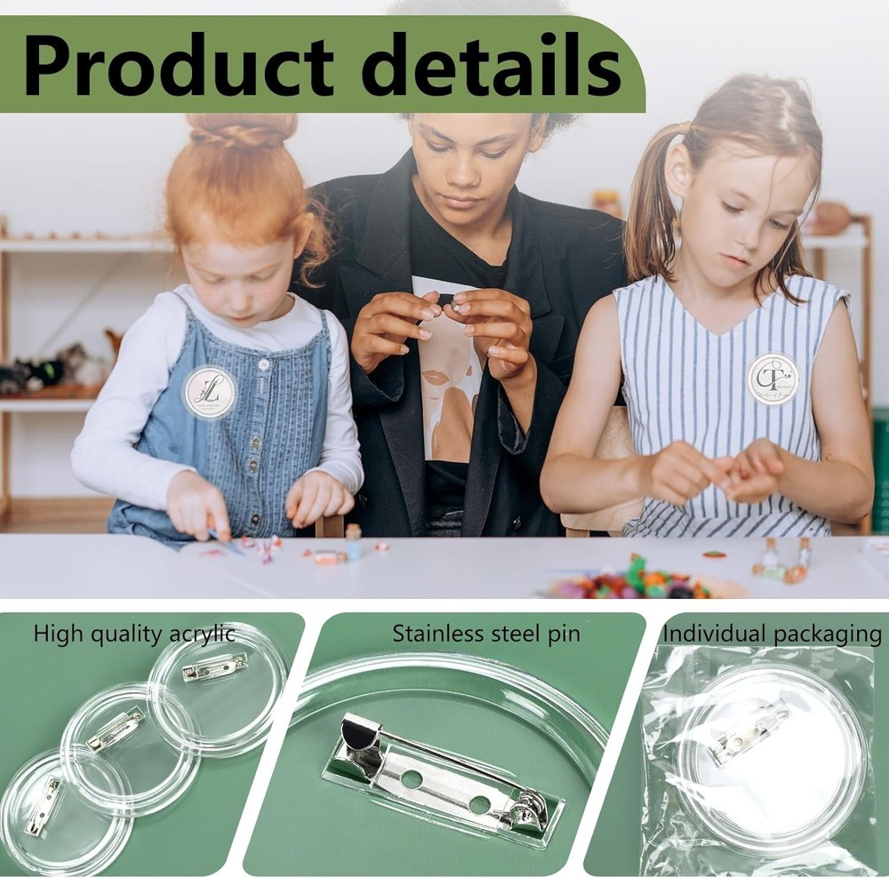 Versatile 20 Set Clear Button Pins - Perfect for DIY Projects & Badges