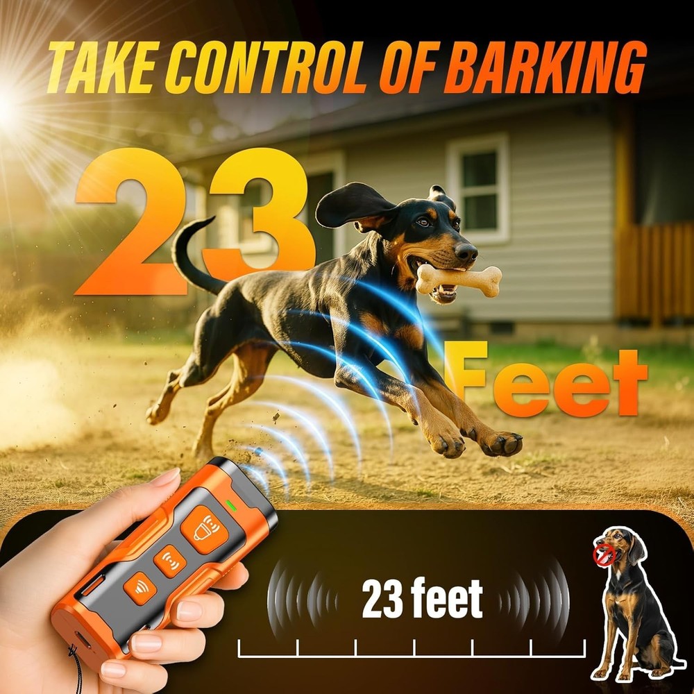 Humane Bark Control Device with 6 Modes - Portable 23 FT Range Training Aid