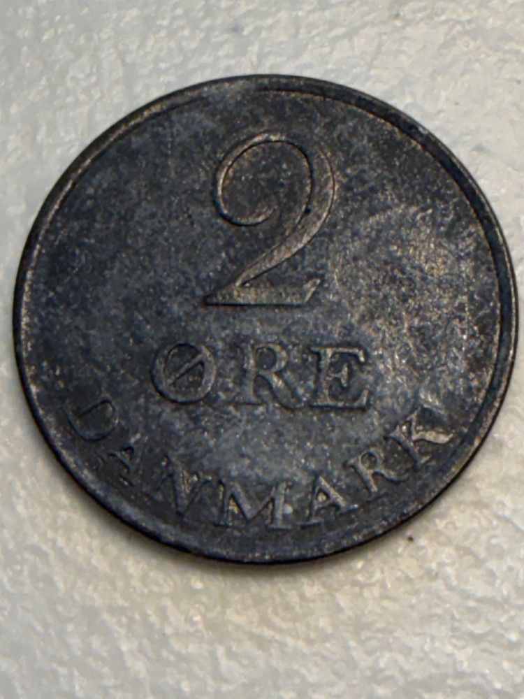 1965 Denmark 2 Ore Coin