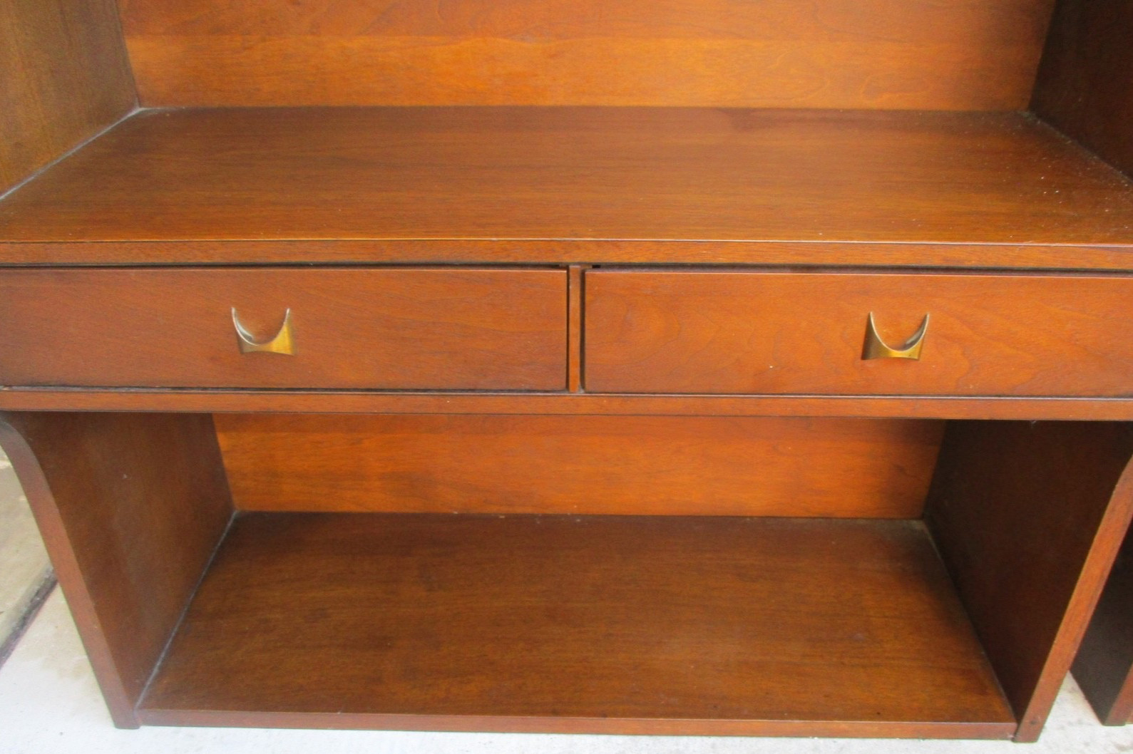 Broyhill Brasilia 1962 Mid Century 2 Drawer/1 Shelf Wood & Brass Bookcases Set/2