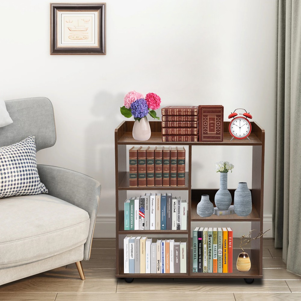 Filing Cabinet, Storage Shelf, Mobile Printer Stand,high-quality MDF,Dark Walnut