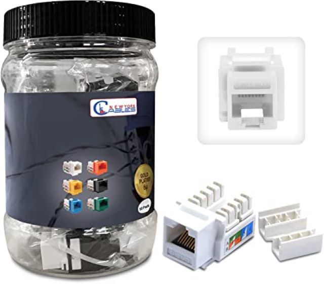 50 Pack Cat6 RJ45 Keystone Jacks 90? Network Connectors - 110 Punch Down 8P8C