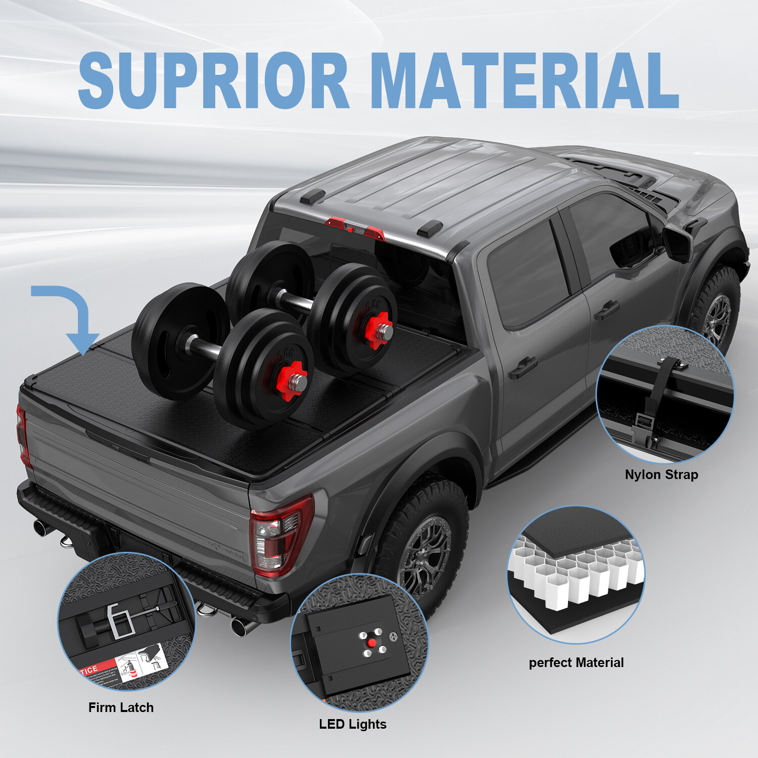 5ft Hard Tonneau Cover Truck Bed Solid For 2020-2024 Jeep Gladiator Jt 3-Fold