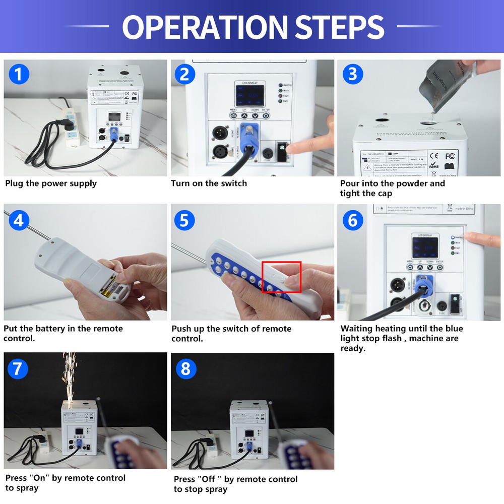2PCS 750W Cold Spark Machine Stage Effect Firework Machine with Road Case