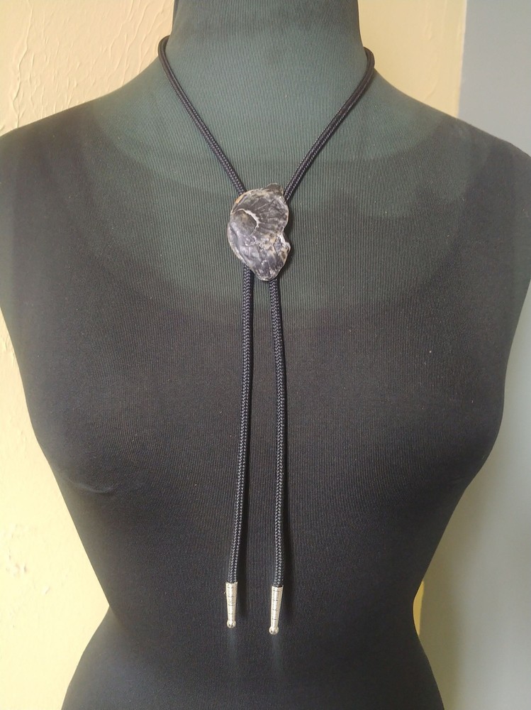 Handcrafted Black Clamshell Bolo Tie