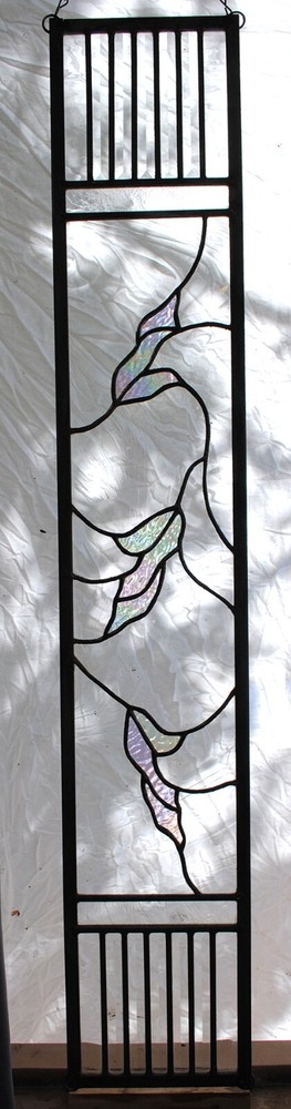 Stained Glass Window Panel Falling leaves clear iridized horizontal or vertical