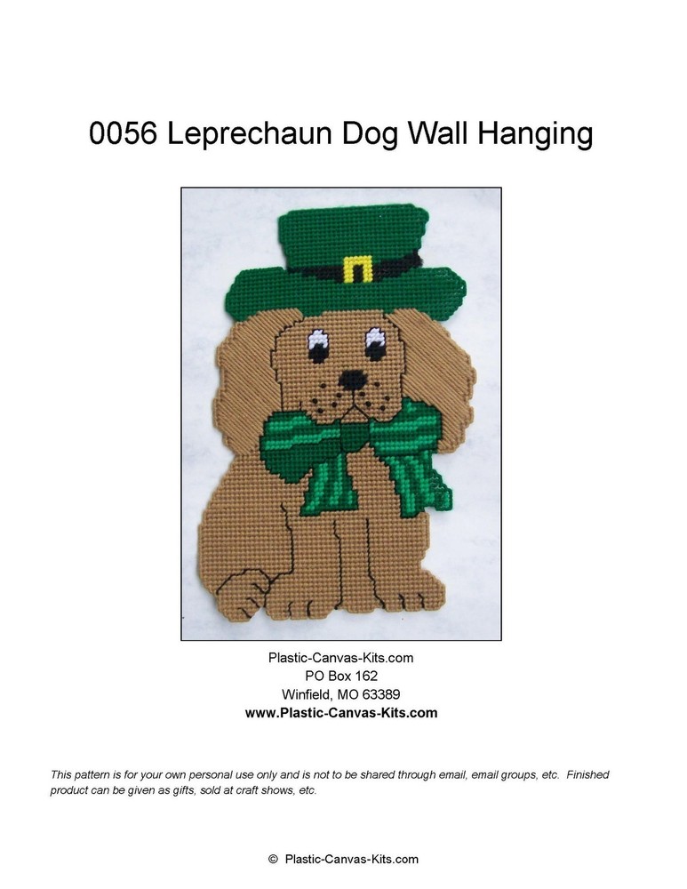 St. Patrick's Day Leprechaun Dog  Wall Hanging-Plastic Canvas Pattern or Kit