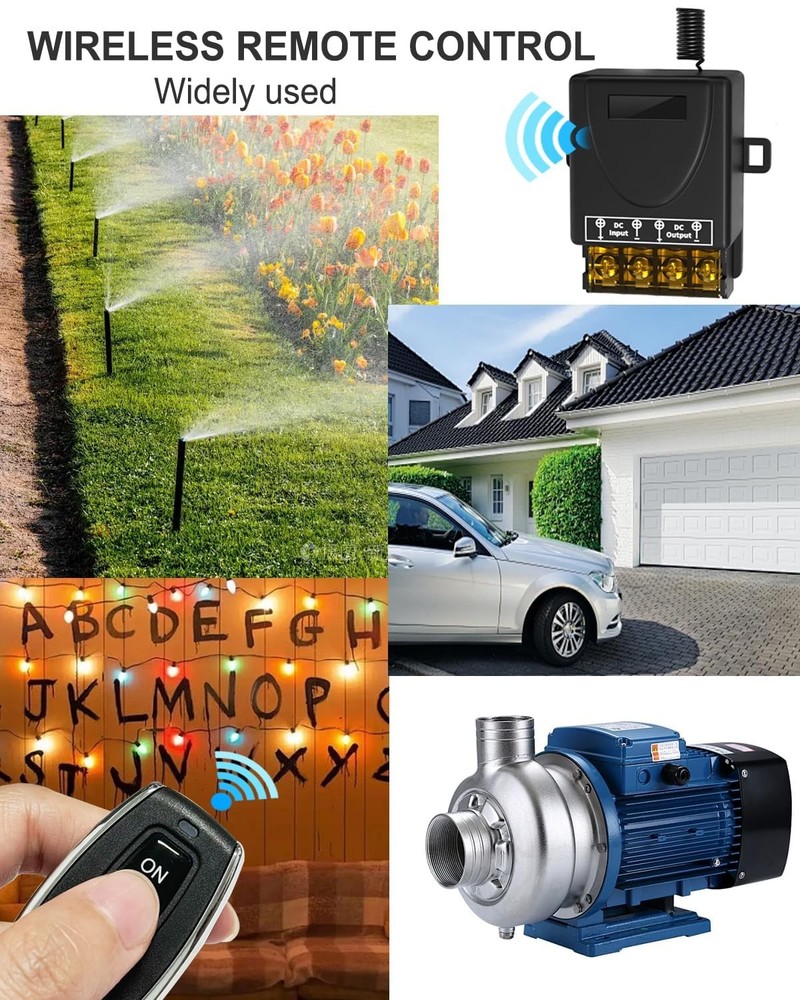 30A 12V Wireless Remote Control Switch Kit - Heavy Duty Relay with 2 Remotes, 32