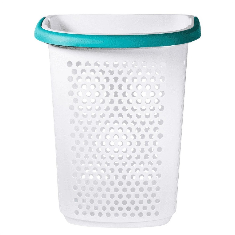 Rolling Laundry Hamper with Up Handle 2 Bushel Capacity White Storage Basket