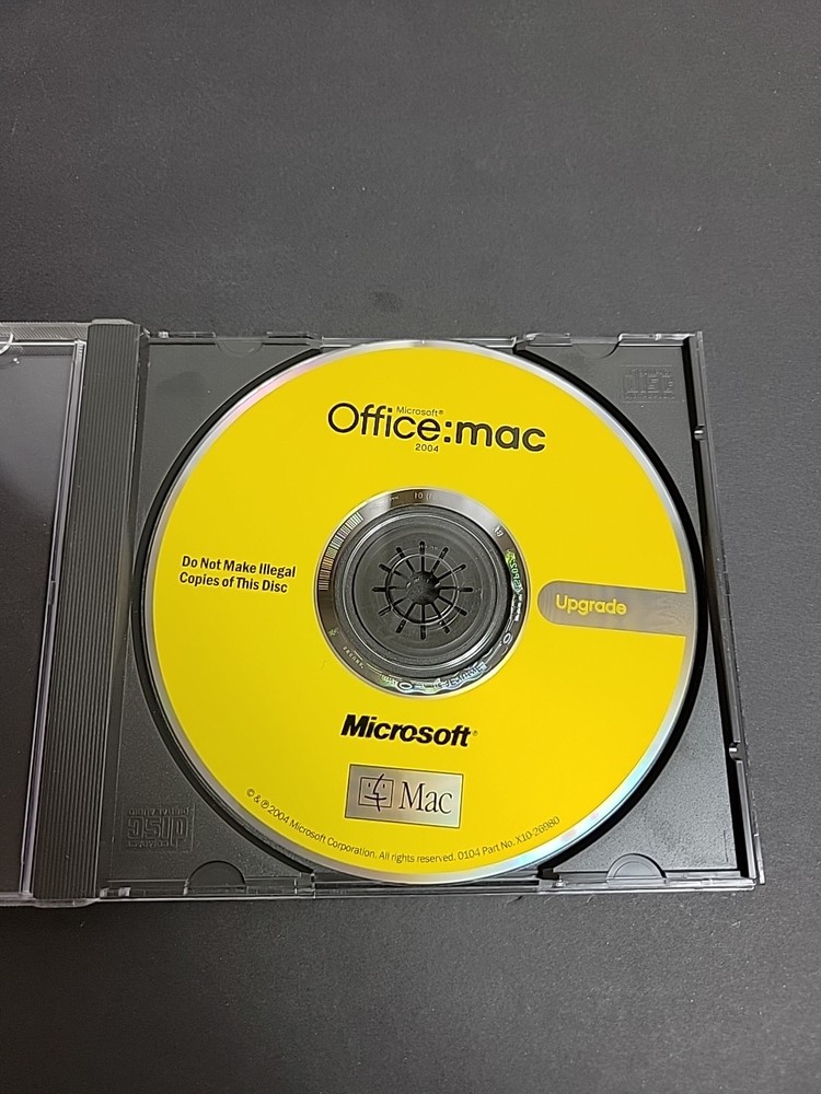 Microsoft Office MAC 2004 Disc with Key Apple Macintosh Upgrade Rare