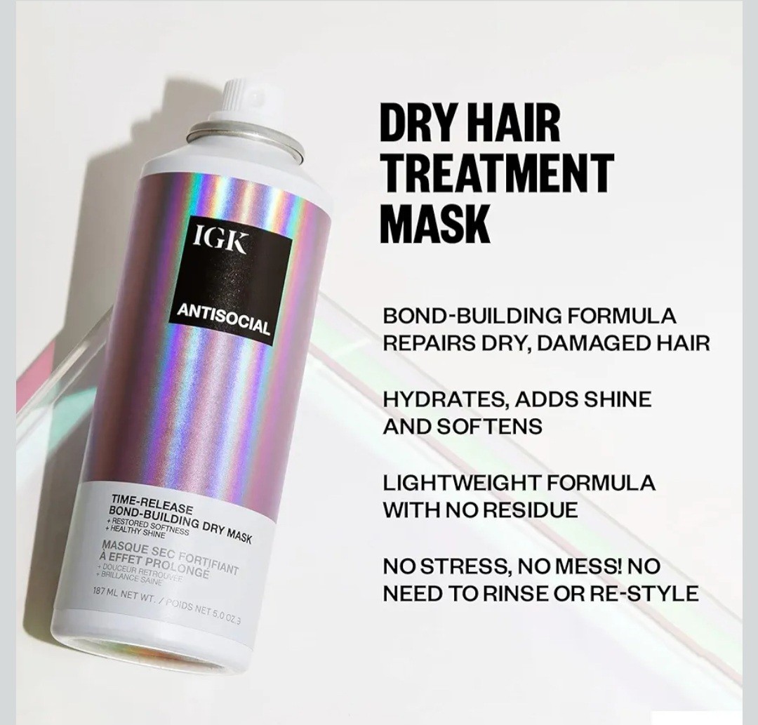 IGK Antisocial Overnight Bond-Building Dry Hair Mask 5 oz. BUY MORE & SAVE 🩷