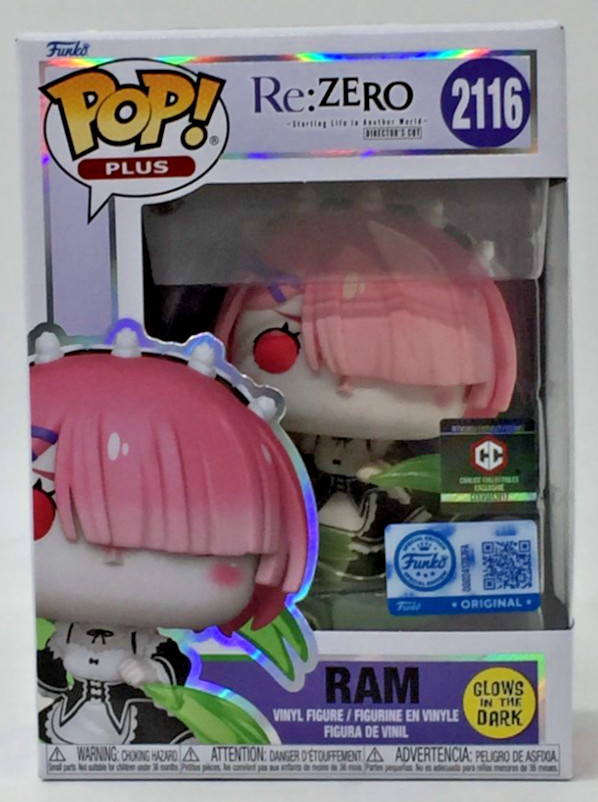 Funko Pop! PLUS Re: Zero Ram #2116 Glows Funko SE Chalice CC  W/Protector