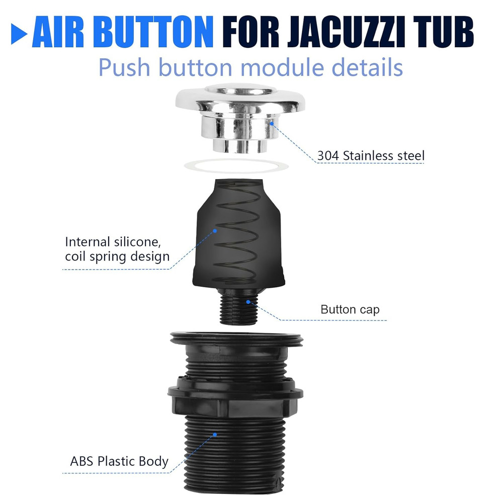 16A on off Push Button Switch Jetted Whirlpool Jet for Bath Tub Spa Garbage (Bla