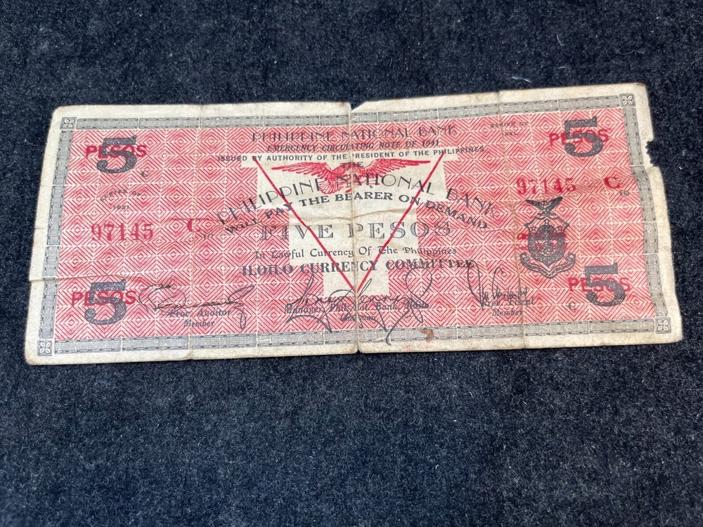 1941 US Philippines 5 Pesos Banknote
