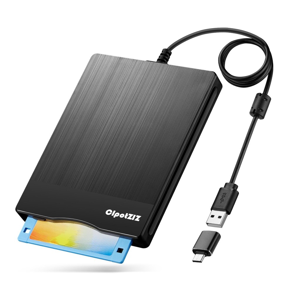 3.5" Floppy Disk Reader USB A&C Drive for Laptop/Desktop - Transfer & Convert Fi