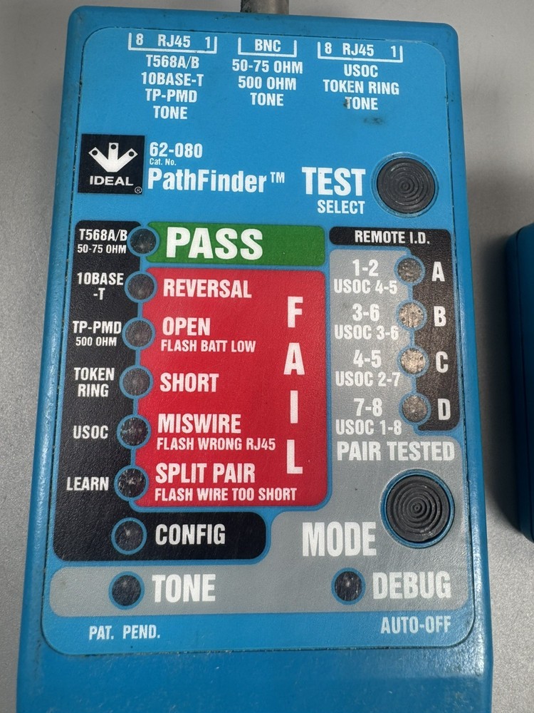 Ideal PathFinder 62-080 Cable Tester with Remote Unit B 62-082 Untested