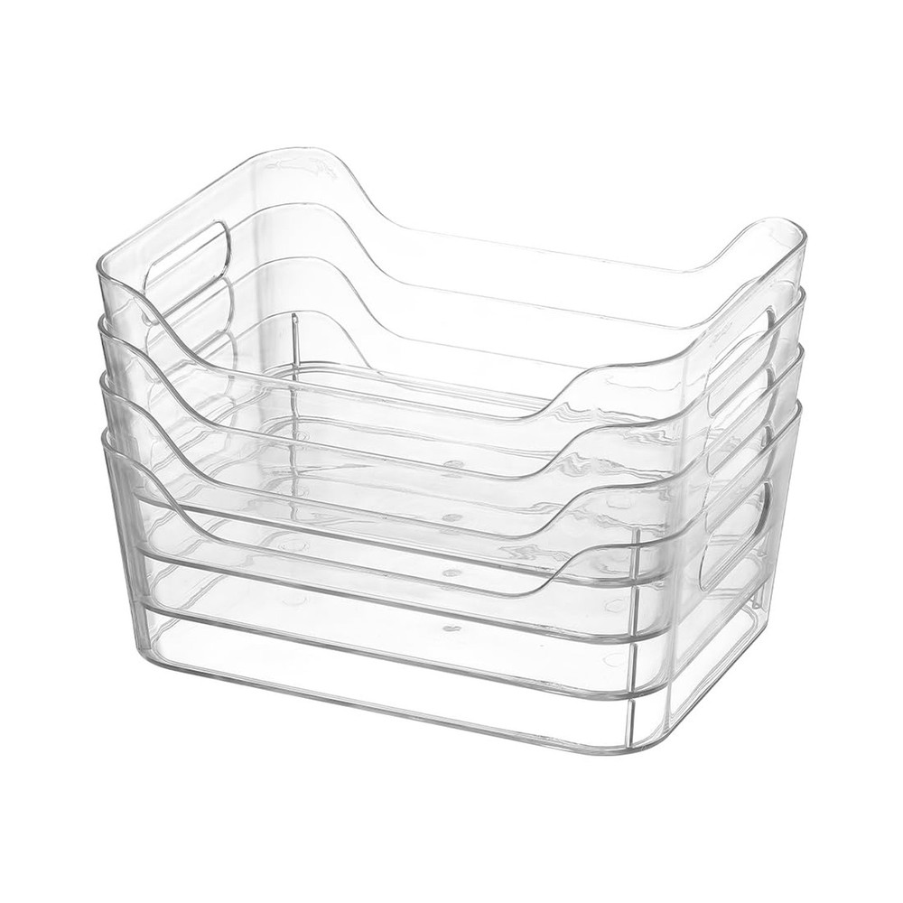 Plastic Storage Bins Clear Organizer Storage Containers Practical U-Shaped St...