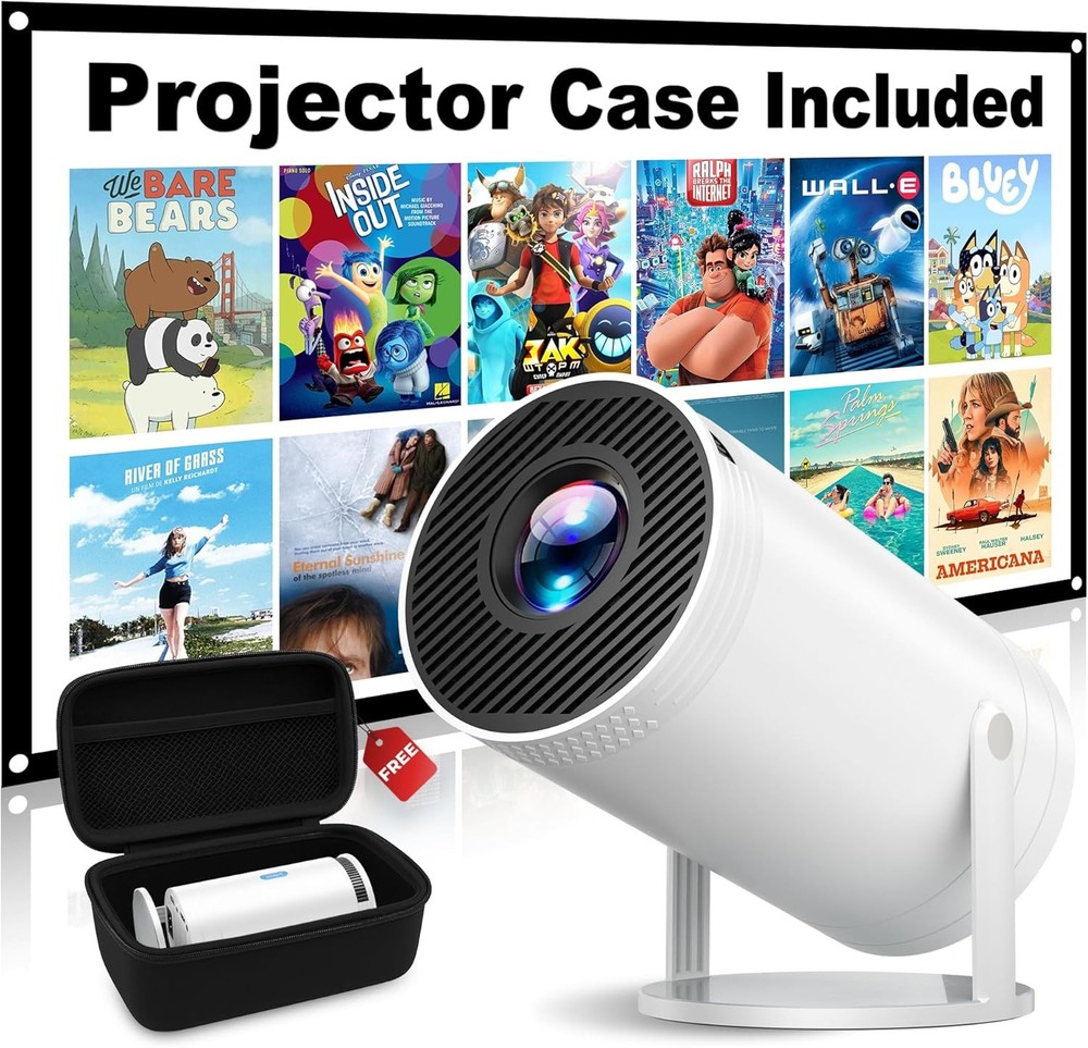 Mini Projector, Native 1080P Portable Projector with Carrying Case, 4K Support,
