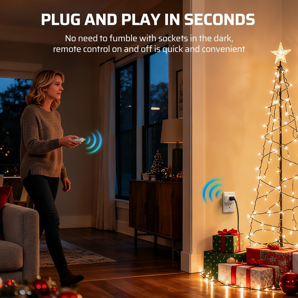 DEWENWILS 4-Gang Wireless Remote Control Outlet Set - 100ft Range, UL Certified