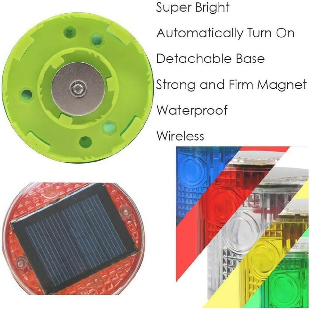 Solar Strobe Warning Light, with Strong Magnetic Base High Bright LED Red