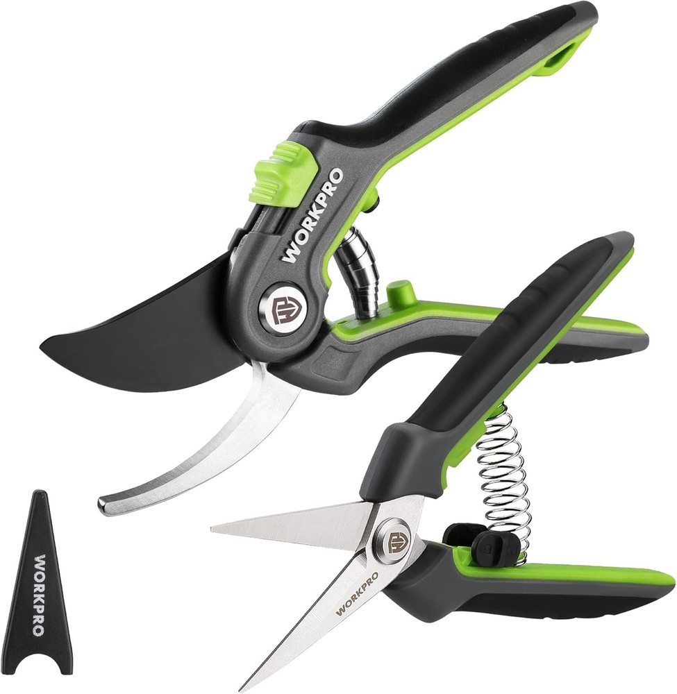 Garden Pruning Shears 2 Pack, 8" Bypass Pruning Shears and 6.25" Straight