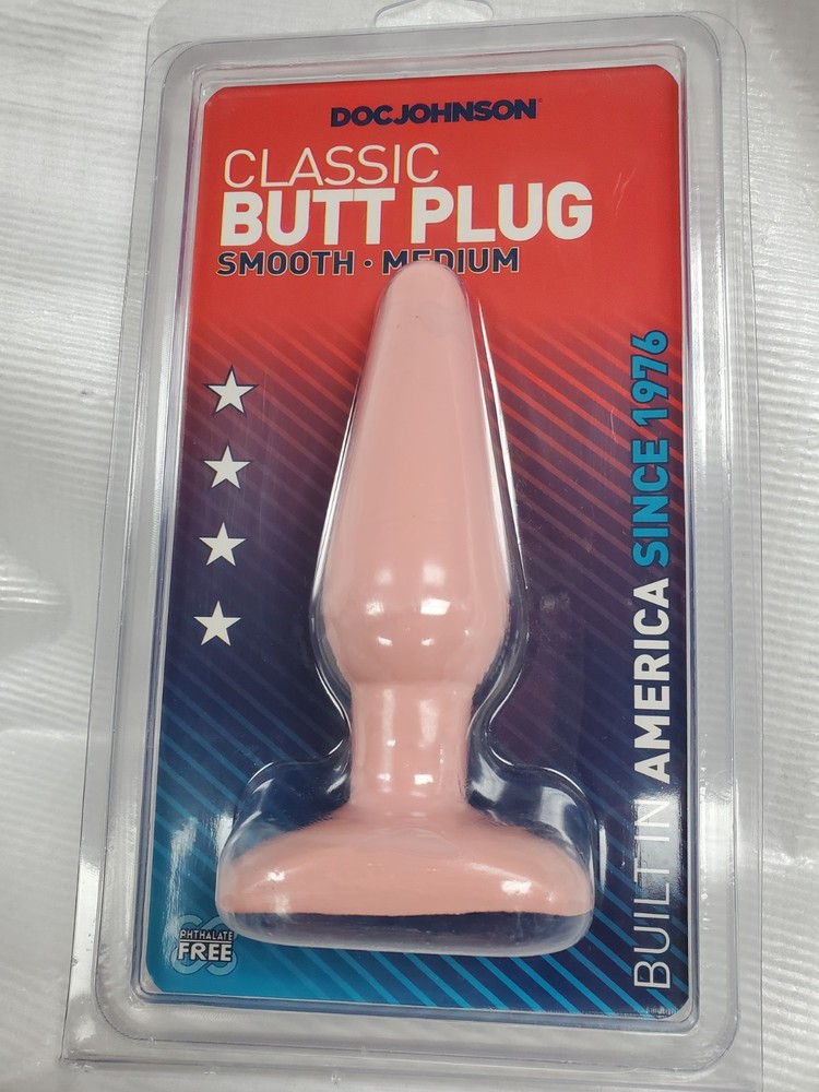 Doc Johnson Smooth Medium 7.5" Tapered Butt Plug White Phthalate Free