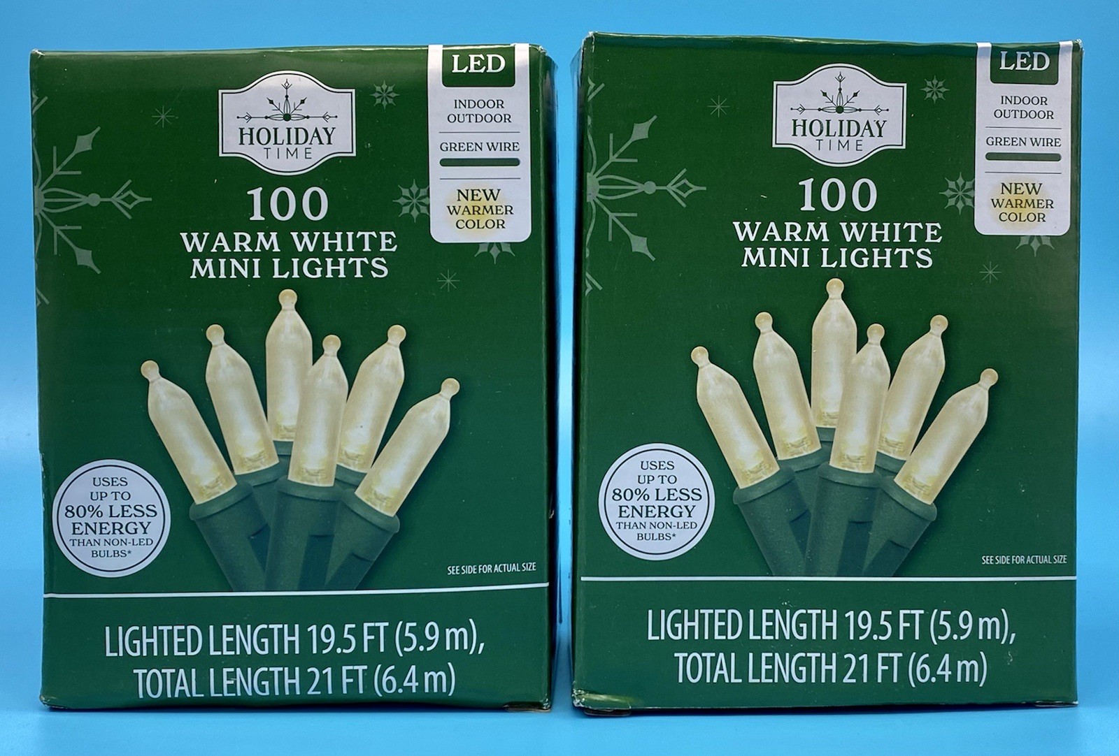 2 Packs NEW Holiday Time Clear LED 100 Mini Lights  Green Wire 200 Total Lights