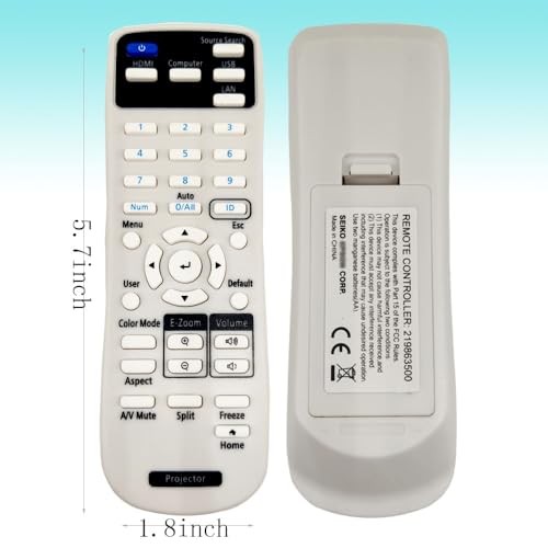 Replacement Remote Control 219863500 fit for Epson Projector PowerLite E20