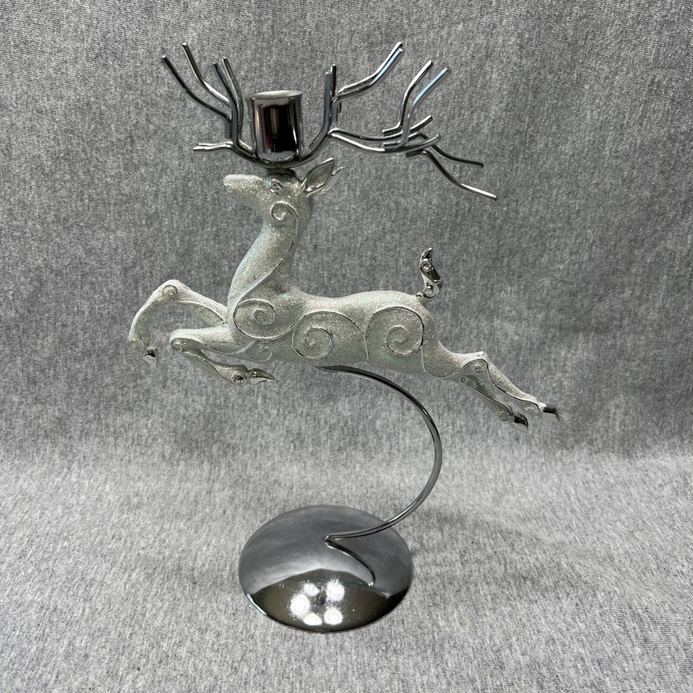 Deer Candle Holder Christmas Glitter 12”