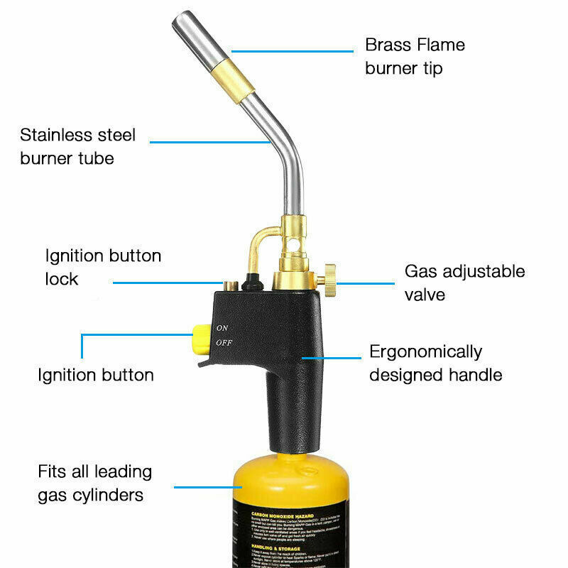 2PCS High Intensity Mapp Propane Gas Torch Brass Head Trigger Start Welding Torc